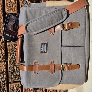 LOKASS Men Laptop Messenger Bag NWT FLAW See Photos For Dimentions